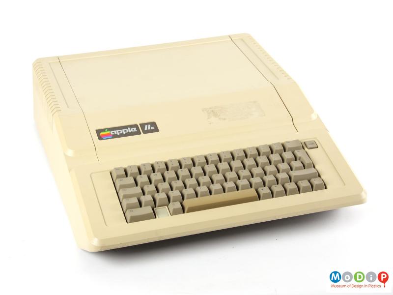Top view of an Apple IIe showing the keyboard with integrated computer.