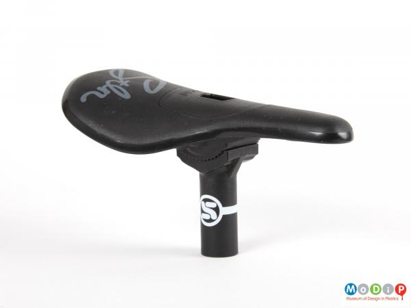 Side view of a BMX saddle showing the length of the nose.