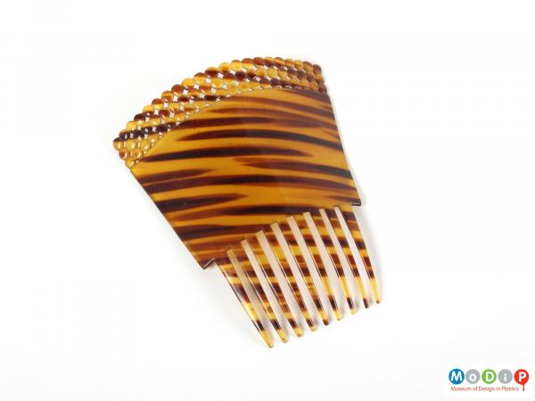 Top view of a comb showing the rectangular shape.