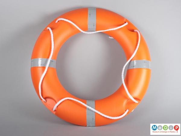 Front view of a lifebuoy showing the ring shape.