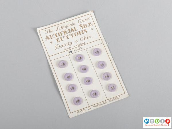 Front view of a button card showing the 12 buttons.