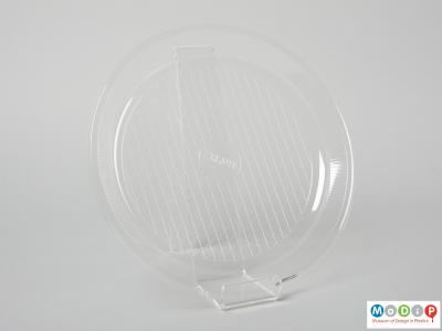 Top view of a disposable plate showing the raised side.