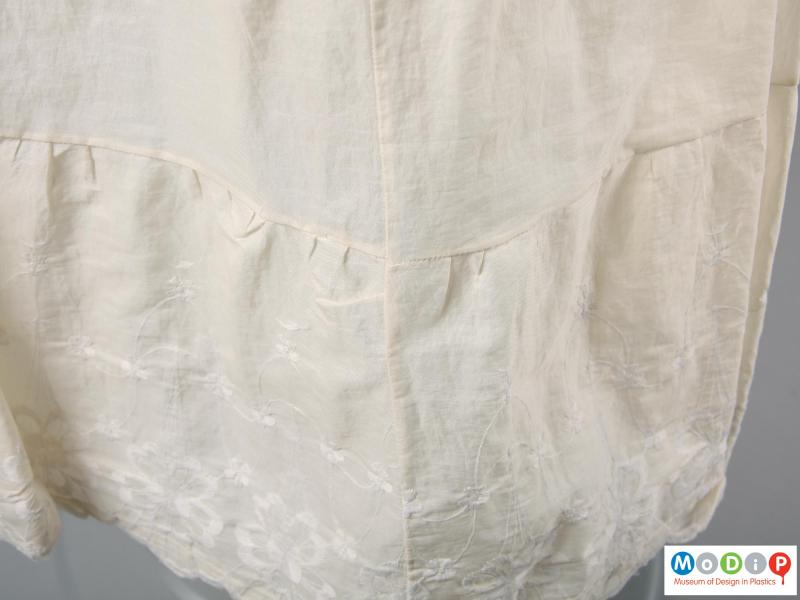 Close view of an underskirt showing the fabric.