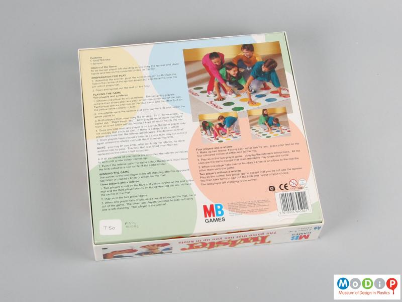 Underside view of a game showing the box.