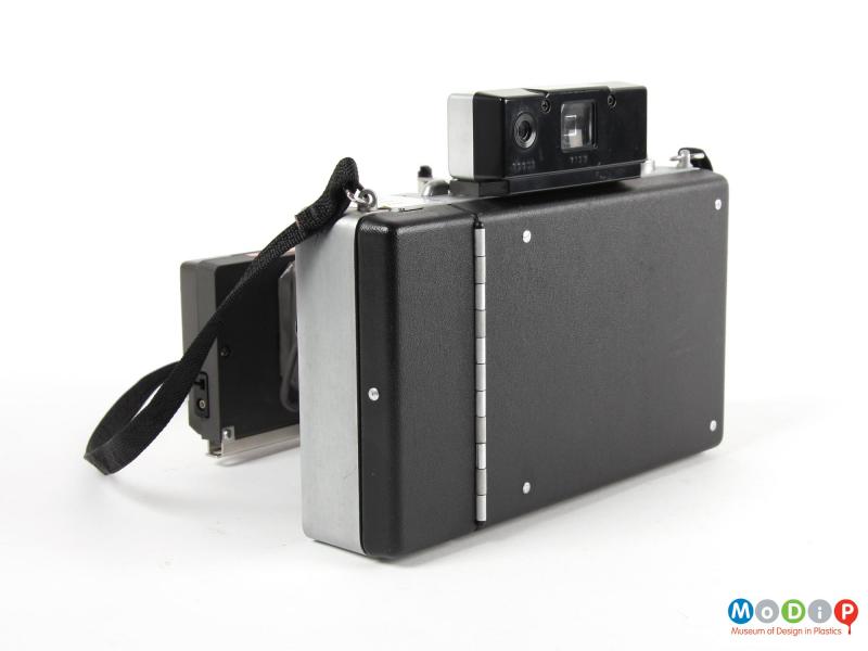 Rear view of a camera showing the plain black base.