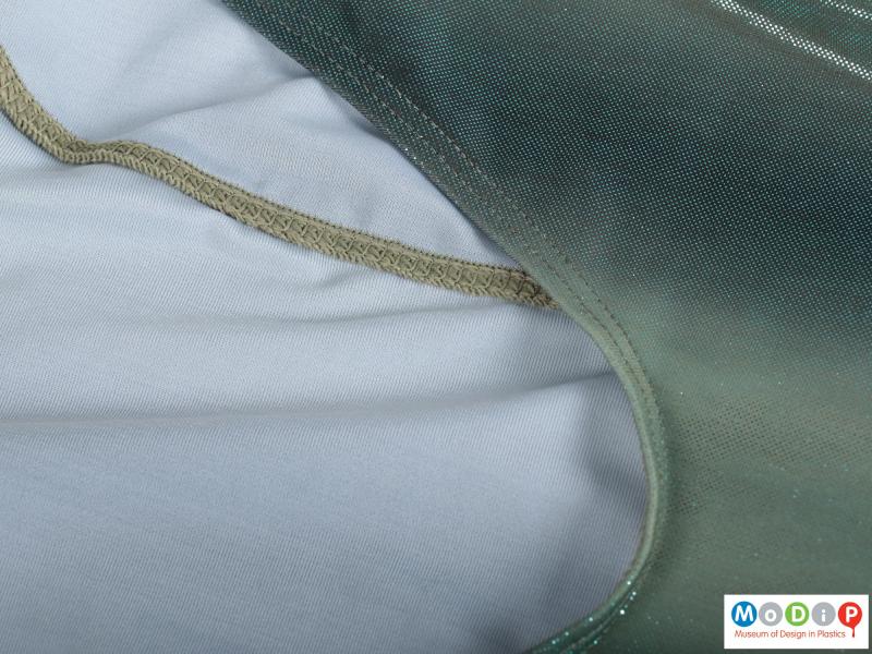 Close view of a swimming suit showing the fabric.