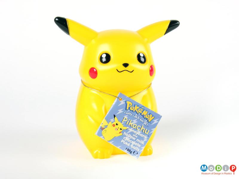 Front view of a Pikachu money box showingthe sale tag.