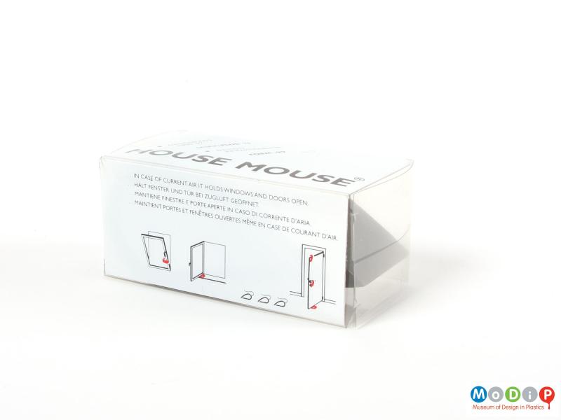 Side view of a door stop showing the packaging.