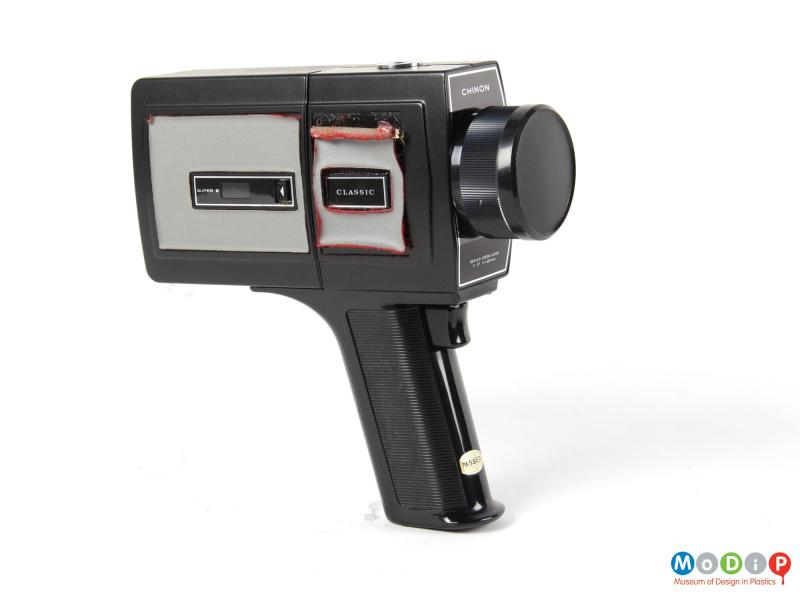 Side view of a camera showing the pistol grip handle.