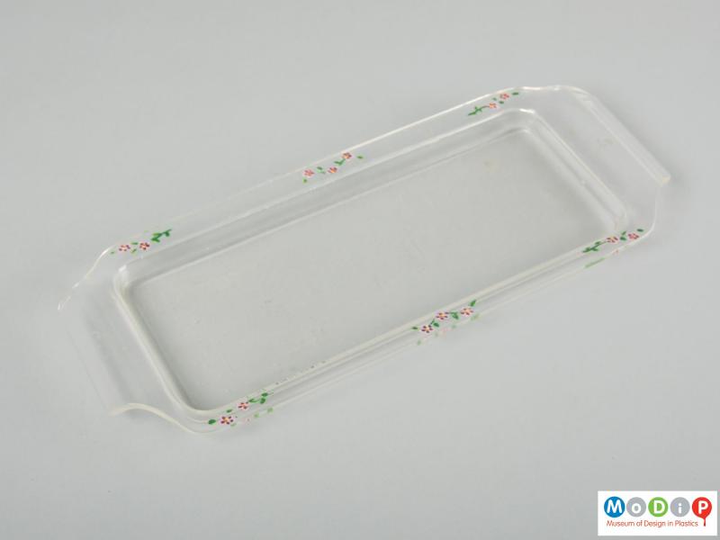 Top view of a tray showing the rectangular shape.