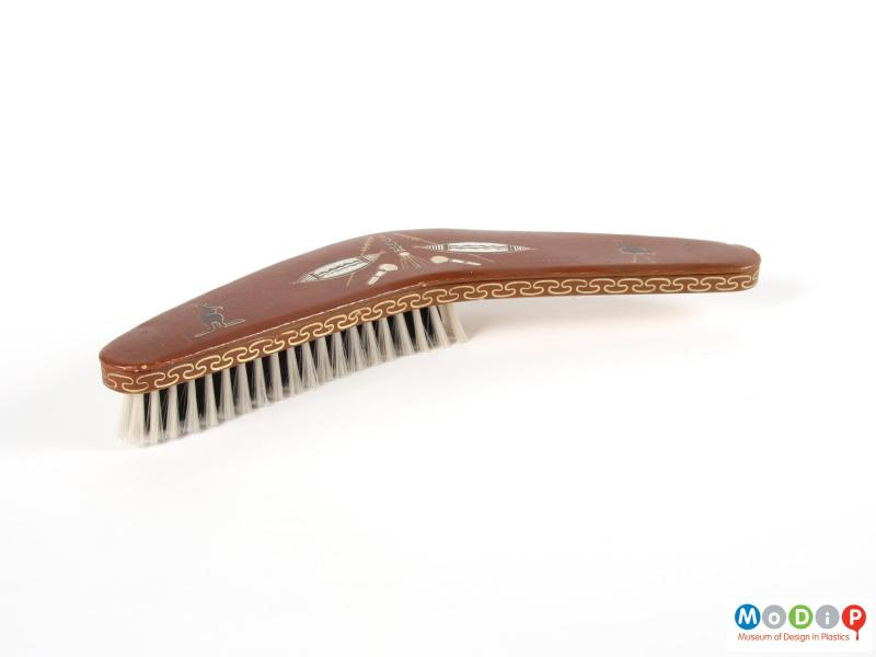 Side view of a clothes brush showing the bristles.
