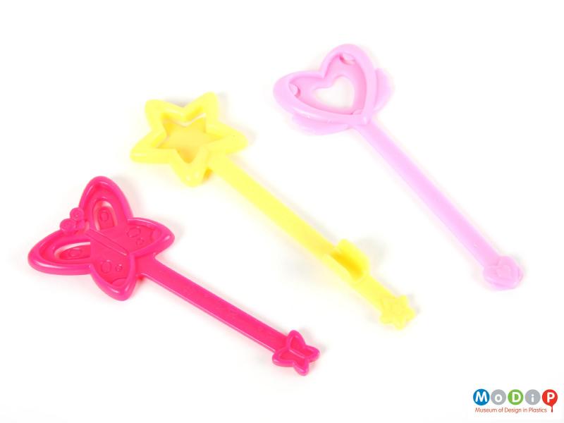 Top view of a Winx Club wand set showing the three wands.