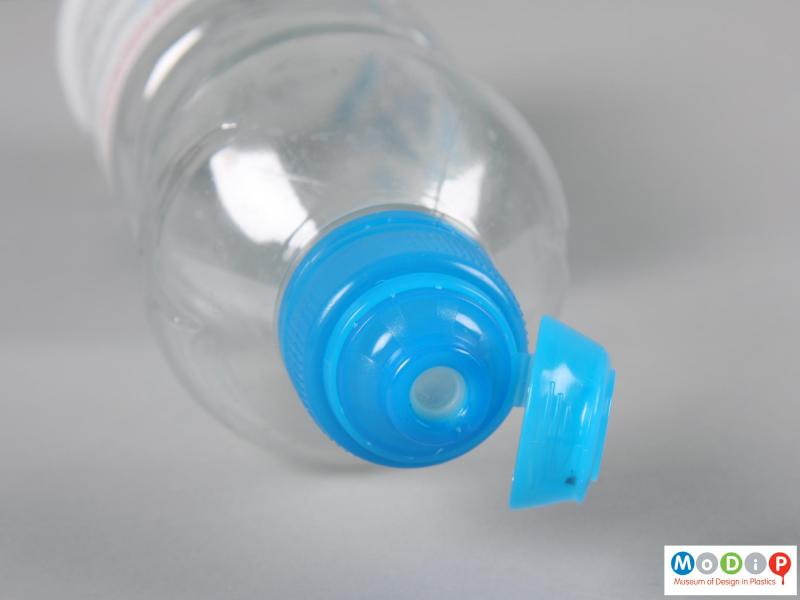 Top view of a bottle showing the flip top lid.