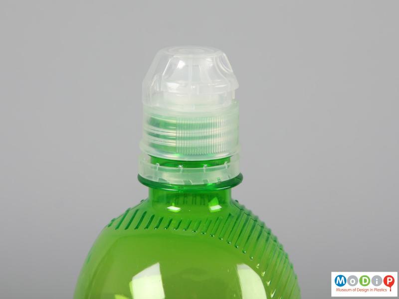 Close view of a Mattoni Sport bottle showing the closed cap.