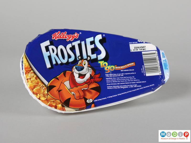 Top view of a Frosties to Go container showing the printed film cover.