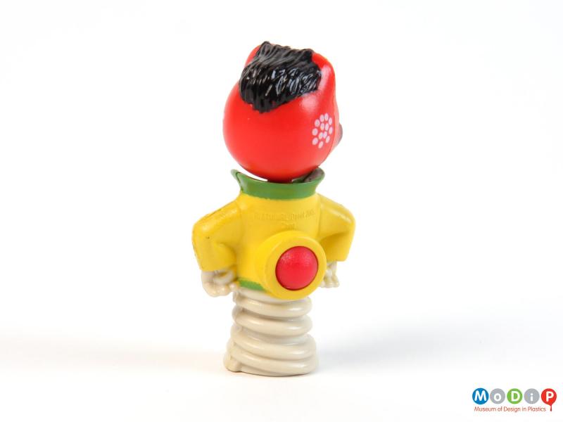 Rear view of a pencil topper showing the turning button.