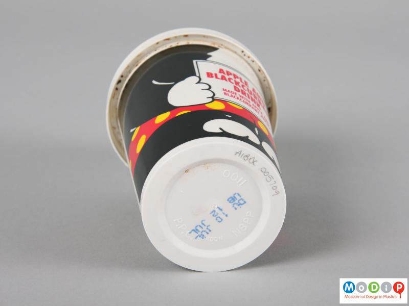 Underside view of a Panda cup showing the moulded inscrirption.