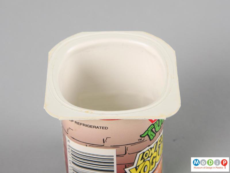 Top view of a yoghurt pot showing the smooth inner surface.