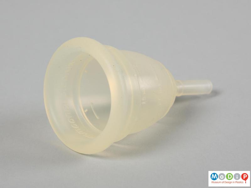 Top view of a menstrual cup showing the round cup opening.
