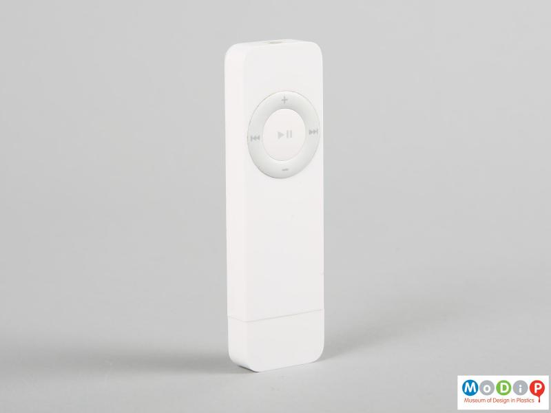 Front view of an iPod showing the control wheel.