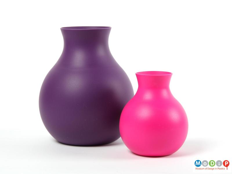 Side view of a Rubber vase with a different sized vase.