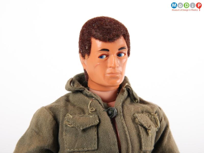 Close view of an Action Man showing the moving eyes.