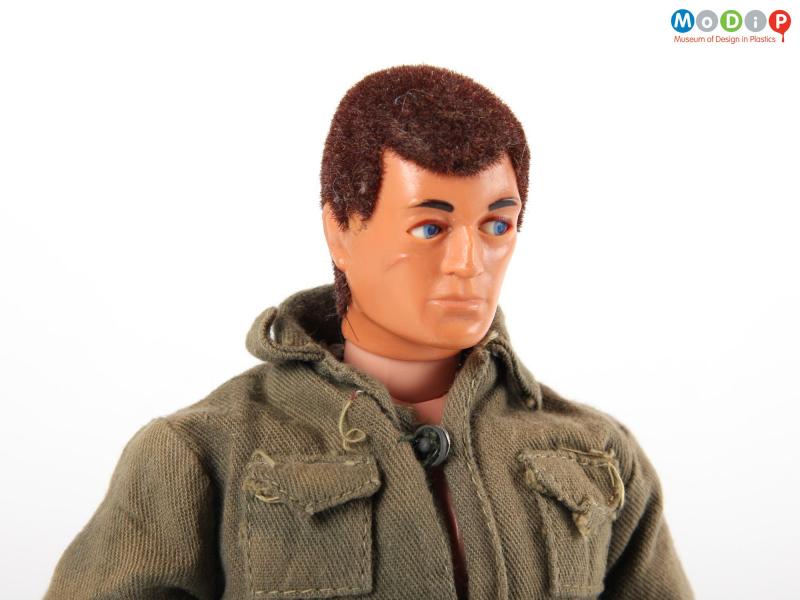 Close view of an Action Man showing the moving eyes.