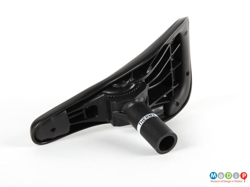 Underside view of a BMX saddle showing the moulded ribs in the base of the seat.