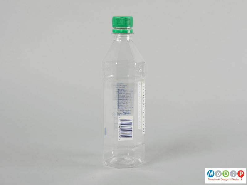 Side view of a bottle showing the straight edges.