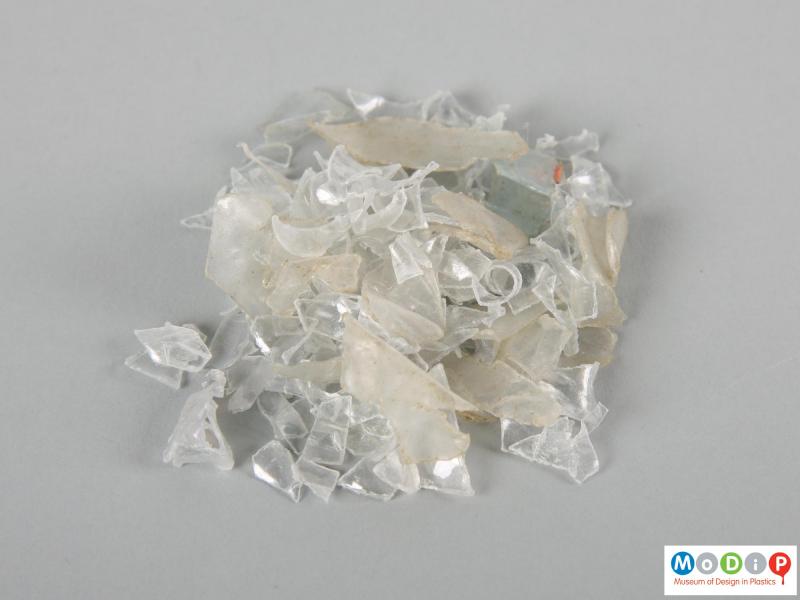 Top view of a sample of material showing the irregular flakes.