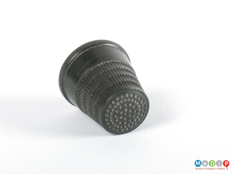 Top view of a thimble showing the moulded texture.