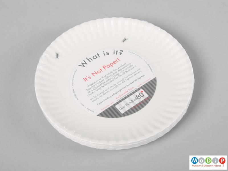 Top view of a set of plates showing the packaging.