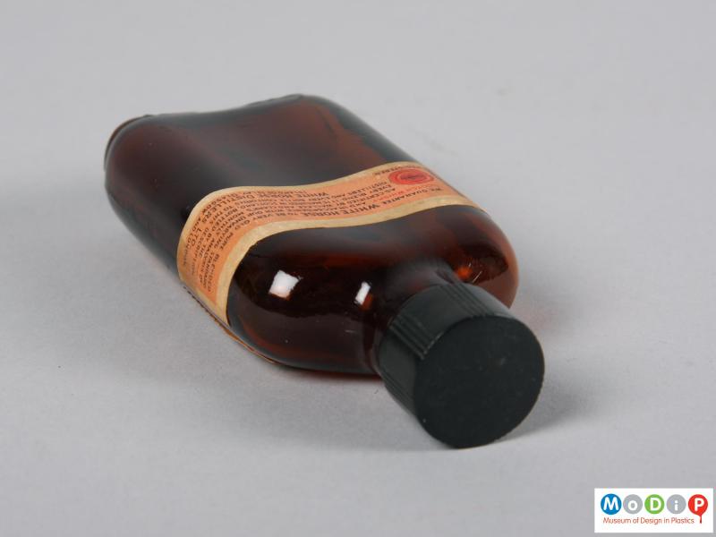 Top view of a bottle showing the kidney shape.
