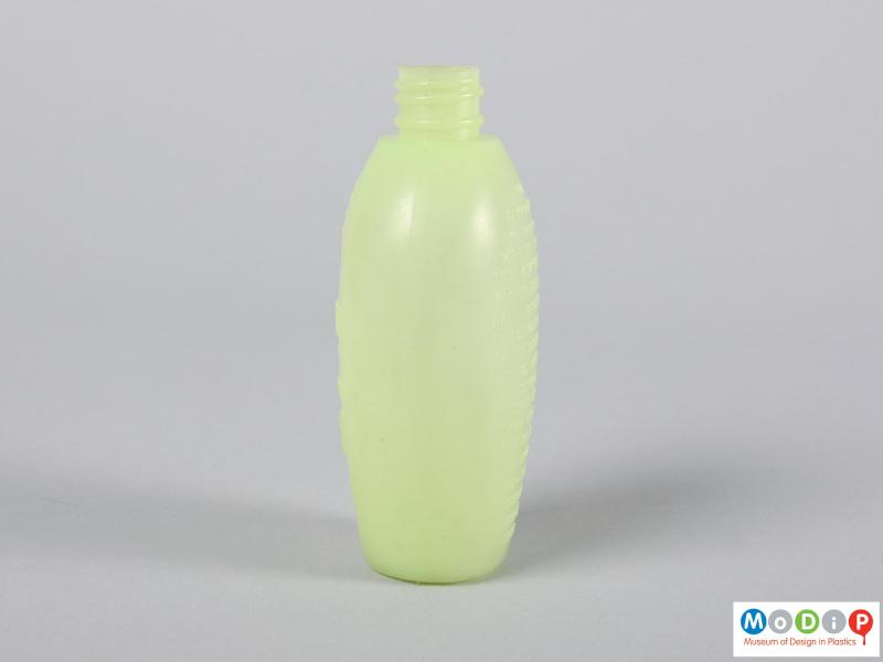 Side view of a bottle showing the moulding seam.