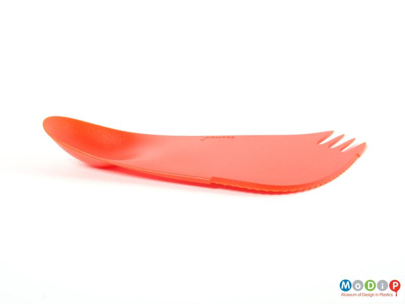 Side view of a utensil showing the deep spoon bowl.