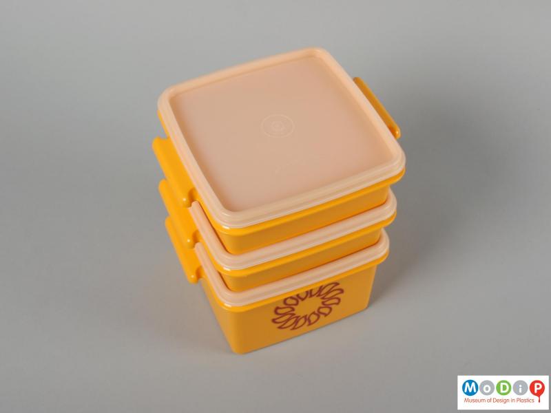 Top view of a sandwich box showing the boxes.
