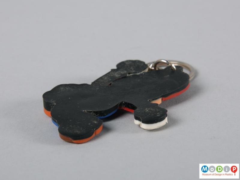 Side view of a keyring showing the flat back.