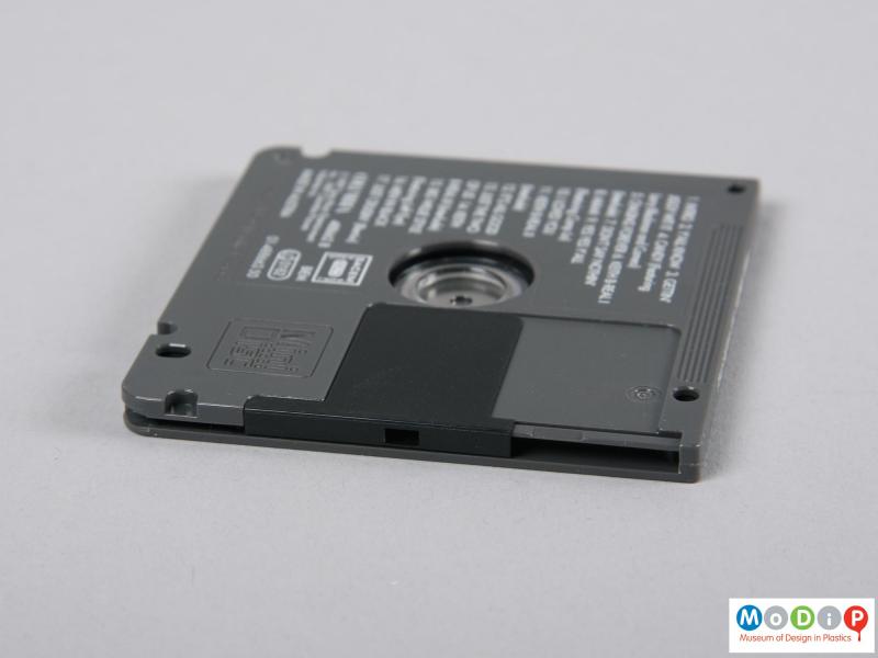Side view of a MiniDisc showing the depth of the cartridge.