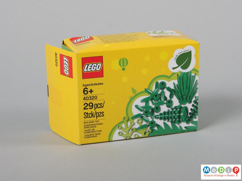 Side view of a Lego set showing the packaging.