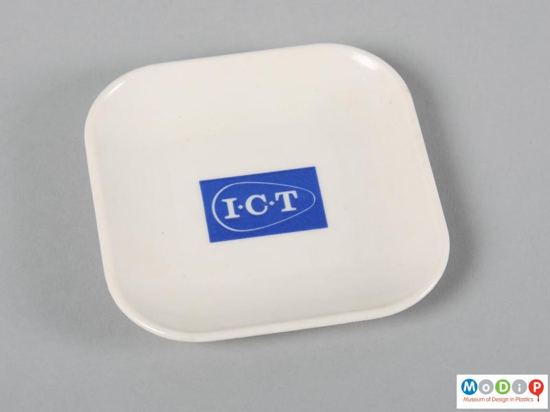 Top view of a pin tray showing the ICT logo.