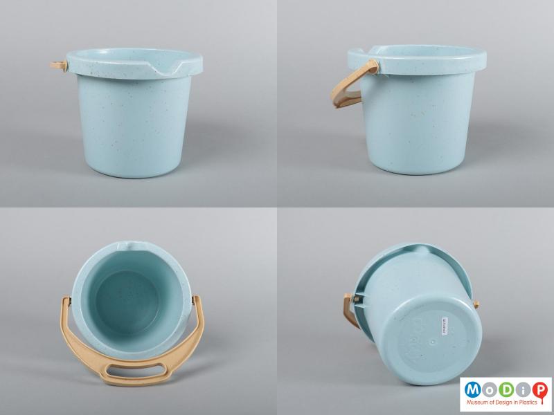 Multiple views of a sand toy set showing the bucket.