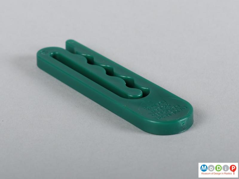 Top view of a clothes peg showing the injection gate.