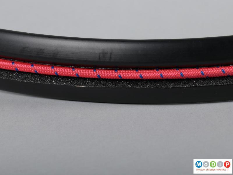 Close view of a Handihoop showing the elastic sitting against the hoop.