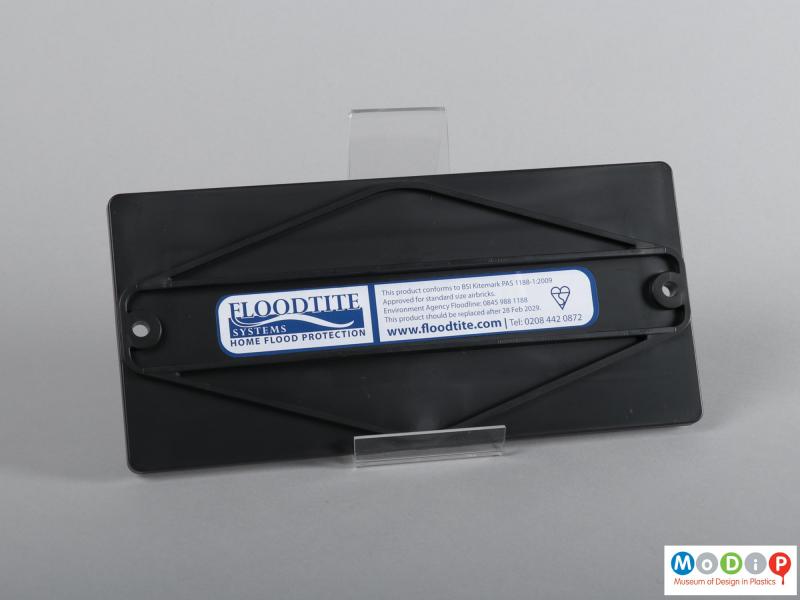 Side view of an airbrick cover showing the self adhesive label.