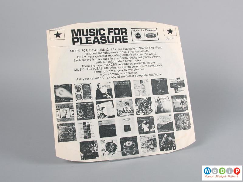 Rear view of a record showing the inner sleeve.