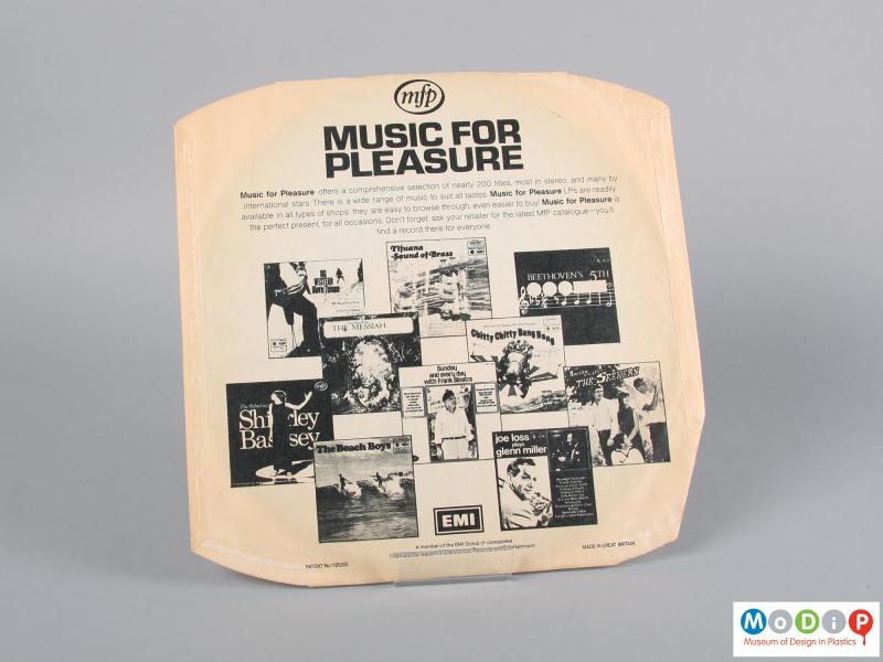 Front view of a record showing the inner sleeve.