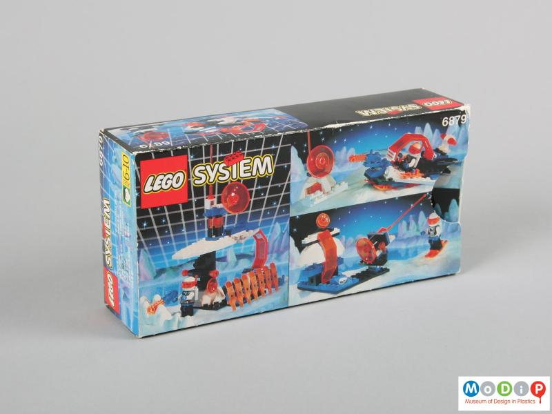 Side view of a Lego set showing the packaging.