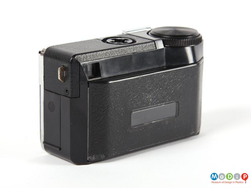 Side view of a camera showing the textured surface.