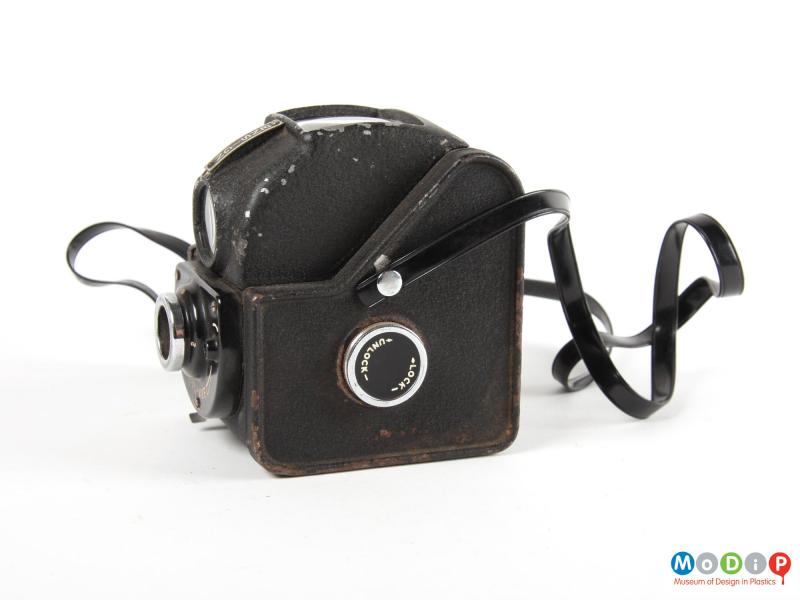 Side view of a camera showing the locking control.