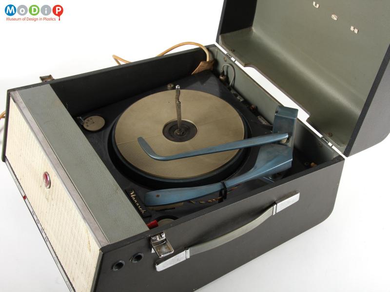 Top view of a Bush Monarch record player showing the turntable.